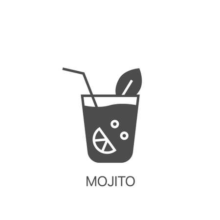 Mojito vector icon. Thin line black mojito iconのイラスト素材
