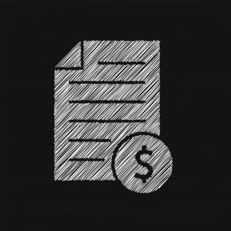 Bill payment white sketch vector icon. Tax sign designのイラスト素材
