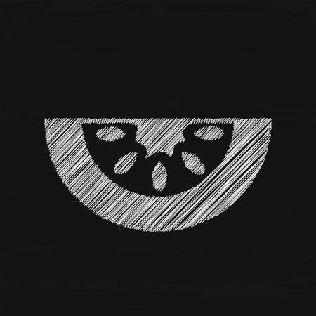 Tomato slice white sketch vector icon. Ingredient for cookingのイラスト素材