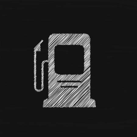 Gas station white sketch vector icon. Petrol station symbolのイラスト素材