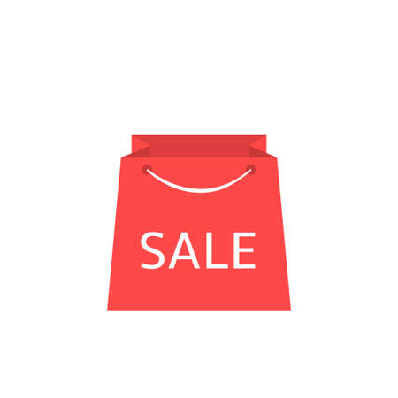 Red sale bag vector icon. Big sale, shopping, discount in shops conceptのイラスト素材