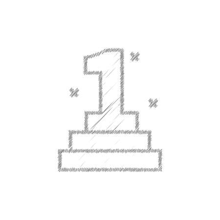First place grey sketch vector icon. Success symbol award champion illustrationのイラスト素材