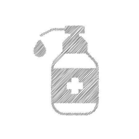 Medicine bottle white sketch vector icon4. Vector sign for mobile app and web sitesのイラスト素材