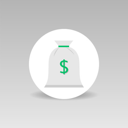 Round Money bag with green dollar sign vector iconのイラスト素材
