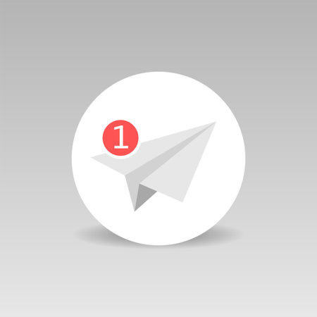 Paper airplane sign vector icon. Hand drawn vector paper plane with number one illustrationのイラスト素材
