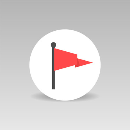 Round Red flag vector icon for web and presentationsのイラスト素材
