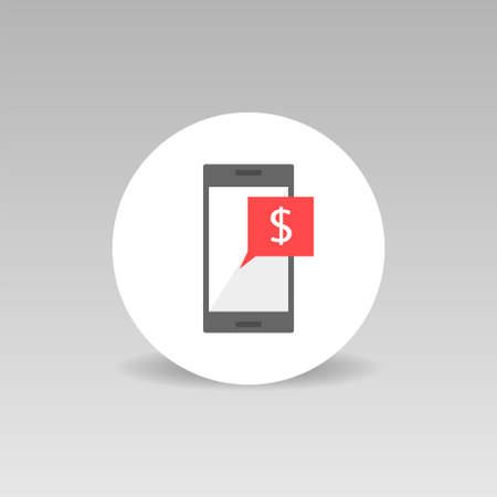Round Smartphone with dollar sign vector icon. Mobile paymentのイラスト素材