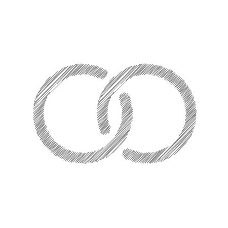 Wedding rings white sketch vector icon. Wedding rings trendy illustrationのイラスト素材