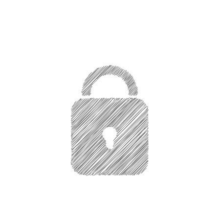 White lock sketch vector icon. Flat designのイラスト素材