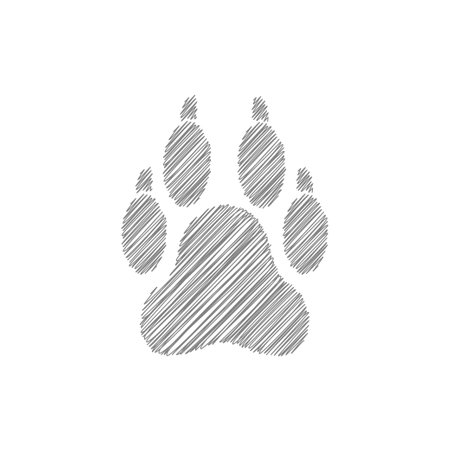 Wolf trail white sketch vector icon. Footpath trail of wild animalのイラスト素材