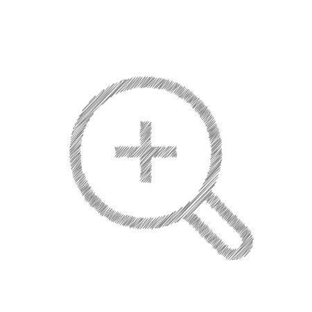 Zoom in white sketch vector icon. Magnifying search sign. Flat trendy designのイラスト素材