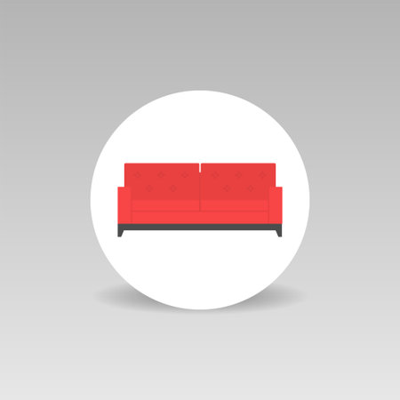 Furniture store. Red sofa vector round iconのイラスト素材