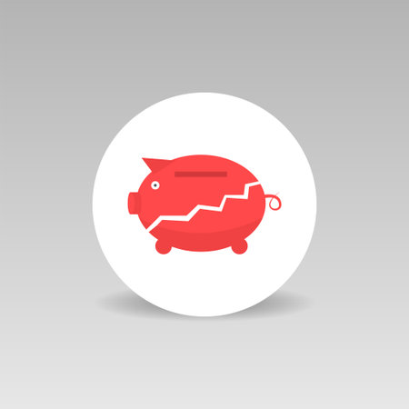 Broken piggy bank vector icon bankruptcy conceptのイラスト素材