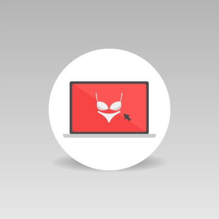 Online lingerie store round vector icon Online shoppingのイラスト素材
