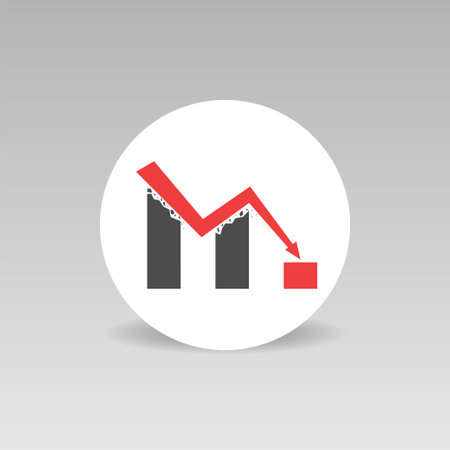 Red arrow of the falling economy vector iconのイラスト素材