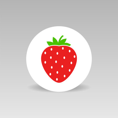 Ripe Strawberry round vector icon Flat designのイラスト素材