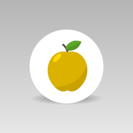 Yellow apple round vector icon Flat designのイラスト素材