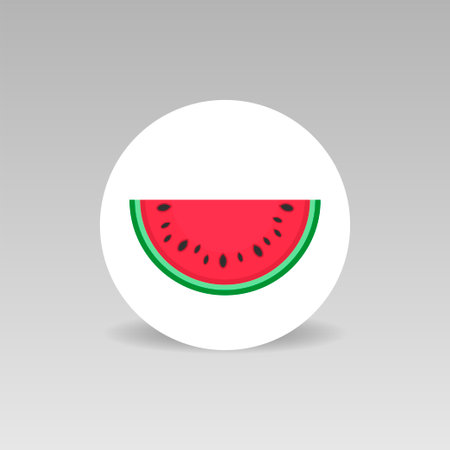 Watermelon vector icon in white round backgroundのイラスト素材