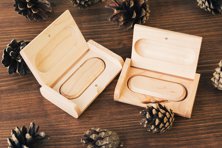Packaging for USB drives. Two boxes with usb-stick for photographerの写真素材