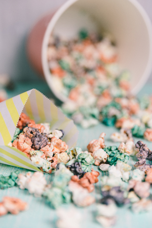 Colorful rainbow candy popcornの写真素材