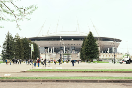 ST PETERSBURG, RUSSIA - April 29, 2018. Soccer Saint-Petersburg Arena on Krestovsky island. World Cup 2018のeditorial素材