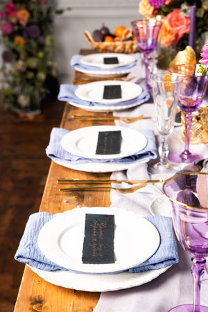 Beautiful flower composition on the wooden tableの写真素材