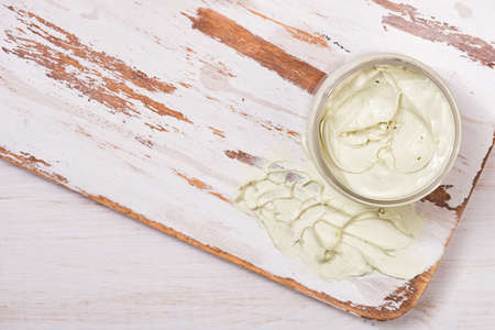 Natural body cream scrub on marble backgroundの写真素材