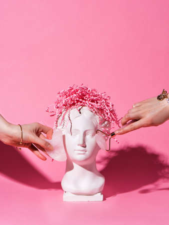 Face jade stone rollers and gua sha massage for trendy Venus plaster headの写真素材