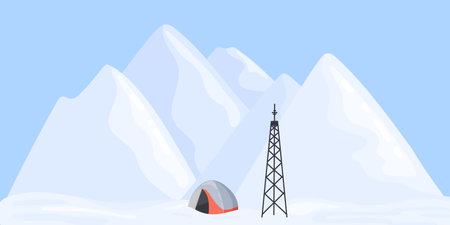 Polar Scientific Research Station in Mountainsのイラスト素材
