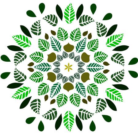 leaves circle ornament symmetric mandalaのイラスト素材