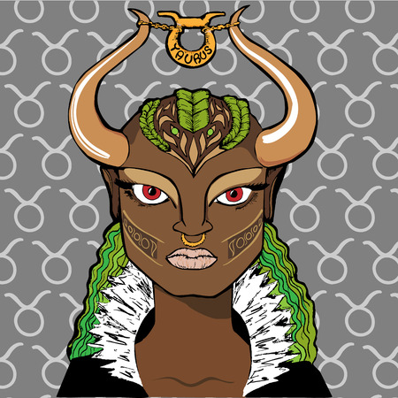 vector illustration of astrological  sign as a girl - Taurusのイラスト素材
