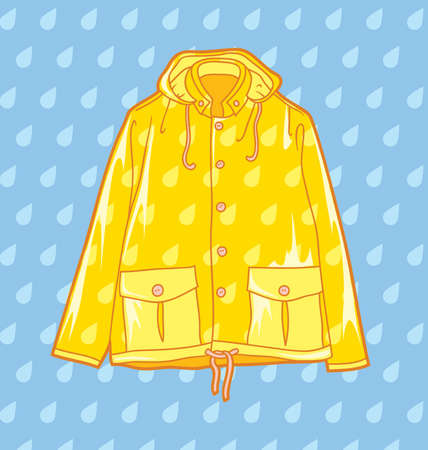 yellow raincoat on a light blue backgroundのイラスト素材