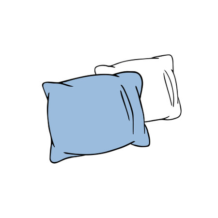 Cute minimalistic hand drawn pillows. Comfortable cozy vector illustration sleep or nap. Soft orthopedic isolated elementのイラスト素材