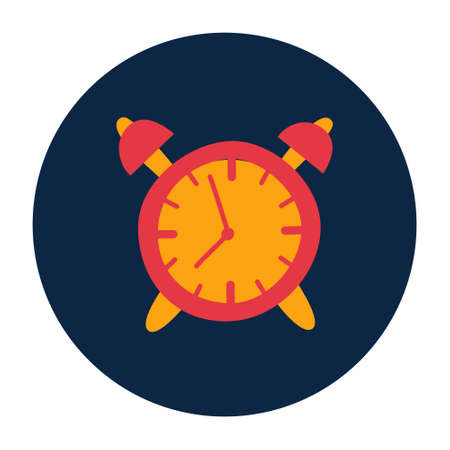 Alarm clock icon on dark blue background. Modern hand drawn vector illustrationのイラスト素材