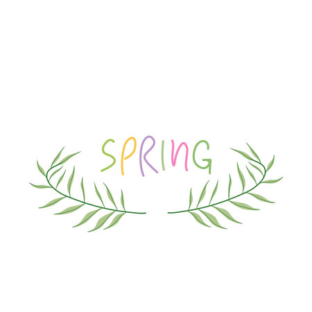 Vector floral illustration in doodle style with flowers and leaves. Gentle, spring floral background in pastel colorsのイラスト素材