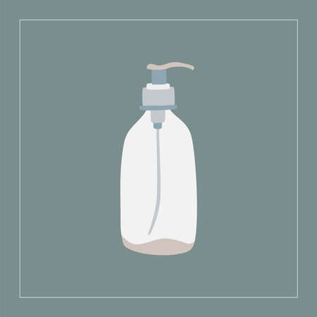 Simple cosmetic bottle with pomp. Cream, foam, mousse, shampoo, gel. Natural organic cosmetics. Skin and body care.のイラスト素材