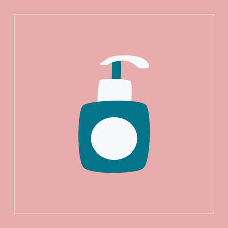 Simple cosmetic bottle with pomp. Cream, foam, mousse, shampoo, gel. Natural organic cosmetics. Skin and body care.のイラスト素材