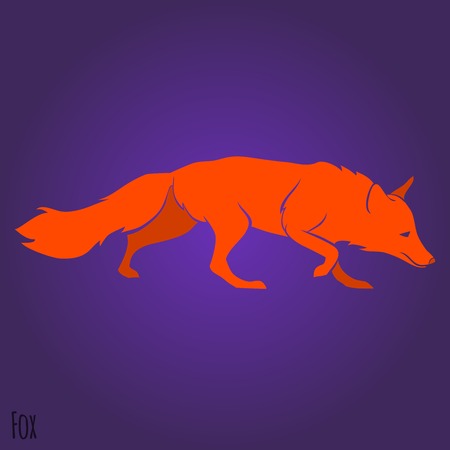 Red running fox silhouette design. Vector illustrationのイラスト素材
