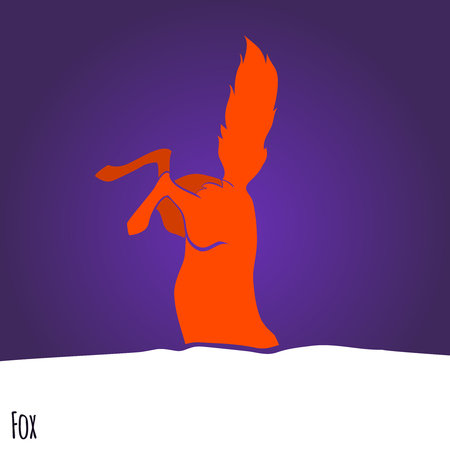 Red hunting fox silhouette design. Vector illustrationのイラスト素材