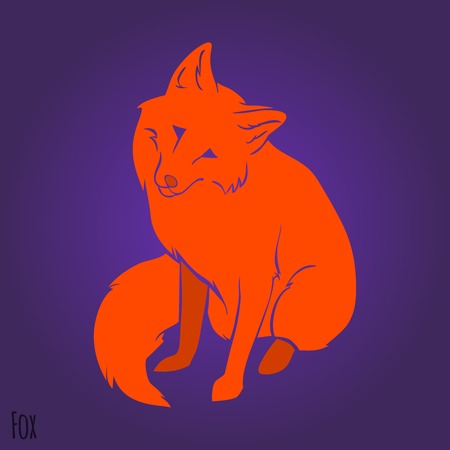 Red cute fox silhouette design. Vector illustrationのイラスト素材