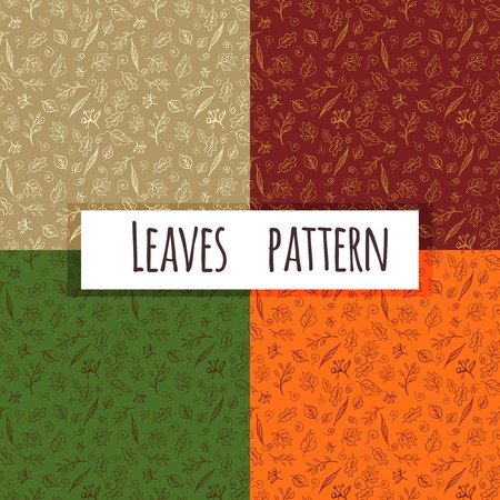 Seamless Doodle with  Leaves Pattern. Vector Illustrationのイラスト素材