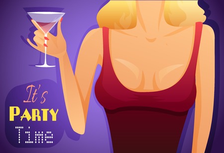 Poster with a hot girl with tits and alcoholのイラスト素材