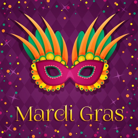 Carnival mardi gras pink mask. Vector Illustrationのイラスト素材