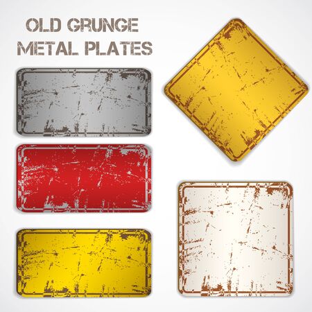 Set of old grunge rusty signs. Vector Illustrationのイラスト素材