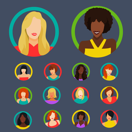 Set of female portraitsicons . Vector Illustrationのイラスト素材