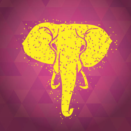 Elephant head with triangle texture on background. Vector illustrationのイラスト素材