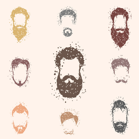 Beards set with grunge texture design. Vector illustrationのイラスト素材