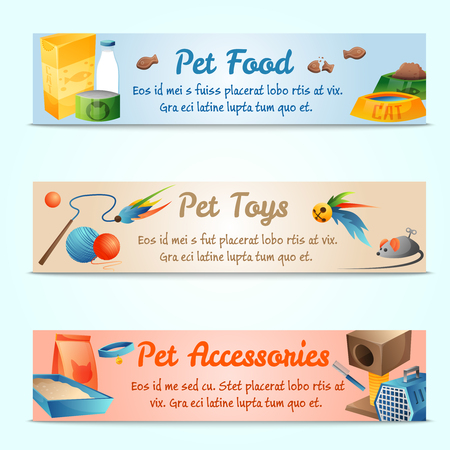 3 Banners with cat stuff. Vector illustration.のイラスト素材