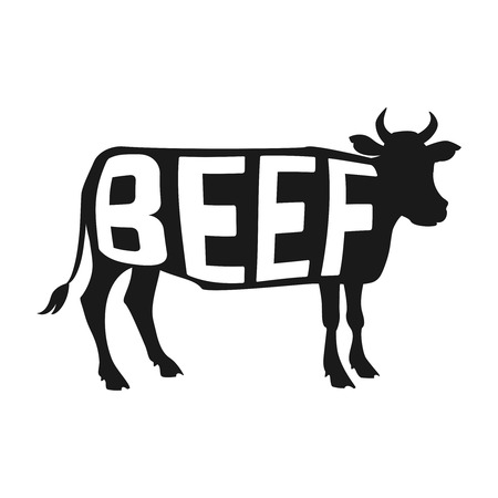 Creative design of power inside cow silhouette isolated black on white background. Vector illustrationのイラスト素材