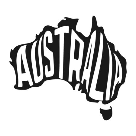 Australian map with text inside on white background. Vector illustrationの写真素材